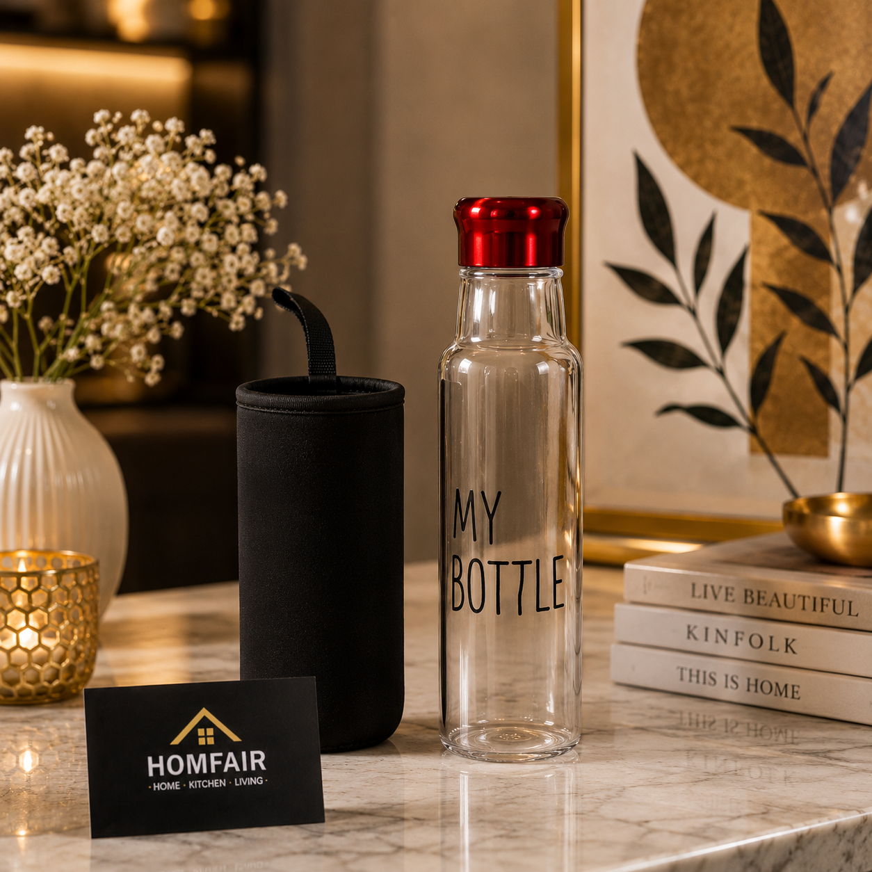 My Bottle Glass Water Bottle with Protective Sleeve – Premium Stylish Bottle