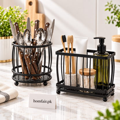 Versatile Metal Caddy Organizer for Kitchen Counters and Everyday Storage