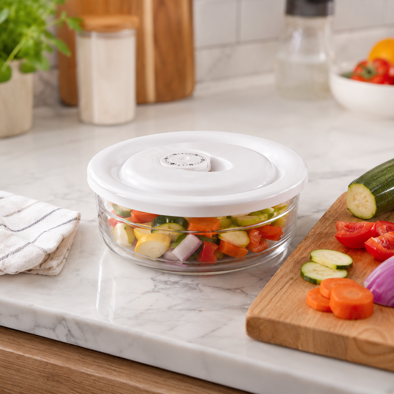 Limon 1230 Vacuum Glass Bowl Set with Dated Lid 3-Piece