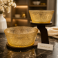 Embossed Amber Glass Sunflower Salad Bowl Set (2-Piece)
