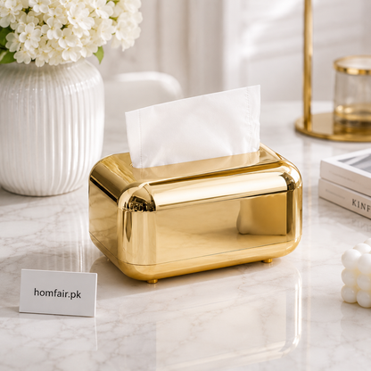 Luxury Gold Mirror Tissue Box Cover Decorative Tissue Holder