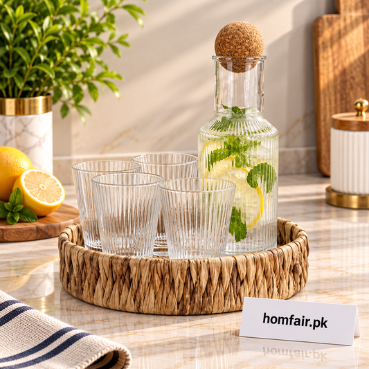 Danny Home Elegant Glass Water Set – 6-Piece 220ml Glassware Collection with 900ml Serving Capacity