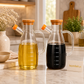 600ml Glass Oil Dispenser Bottle with Wooden Lid & Leakproof Pour Spout