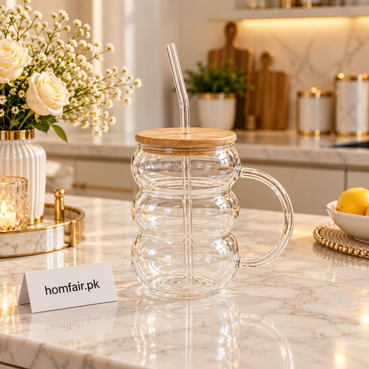 Elegant Double-Wall Glass with Real Dried Flowers – Aesthetic Drinkware
