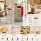 500ml Clear Ribbed Glass Tumbler with Bamboo Lid & Glass Straw