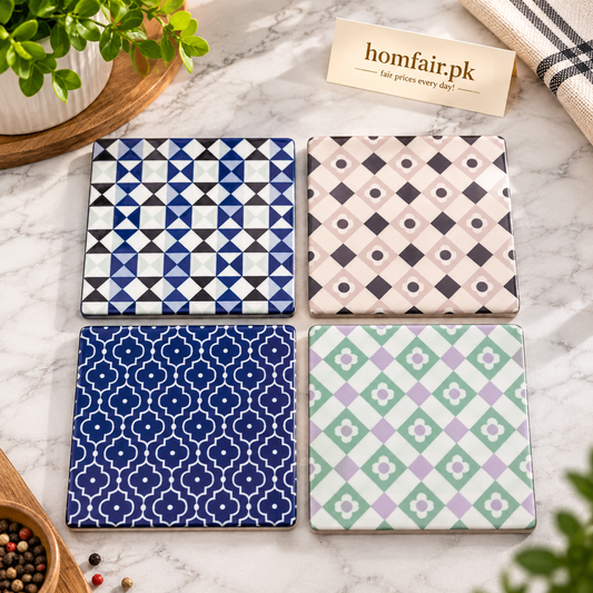Danny Home Premium Porcelain Coaster – Practical Kitchen Essential for 10cm, set of 12 for Everyday Use