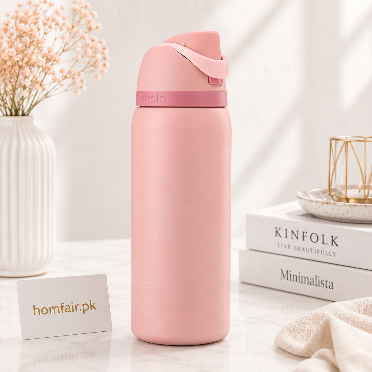 Owala Pink Insulated Water Bottle 32oz with Flip-Top Lid