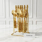6-Person Golden Beaded Cutlery Set with Luxury Organizer Stand