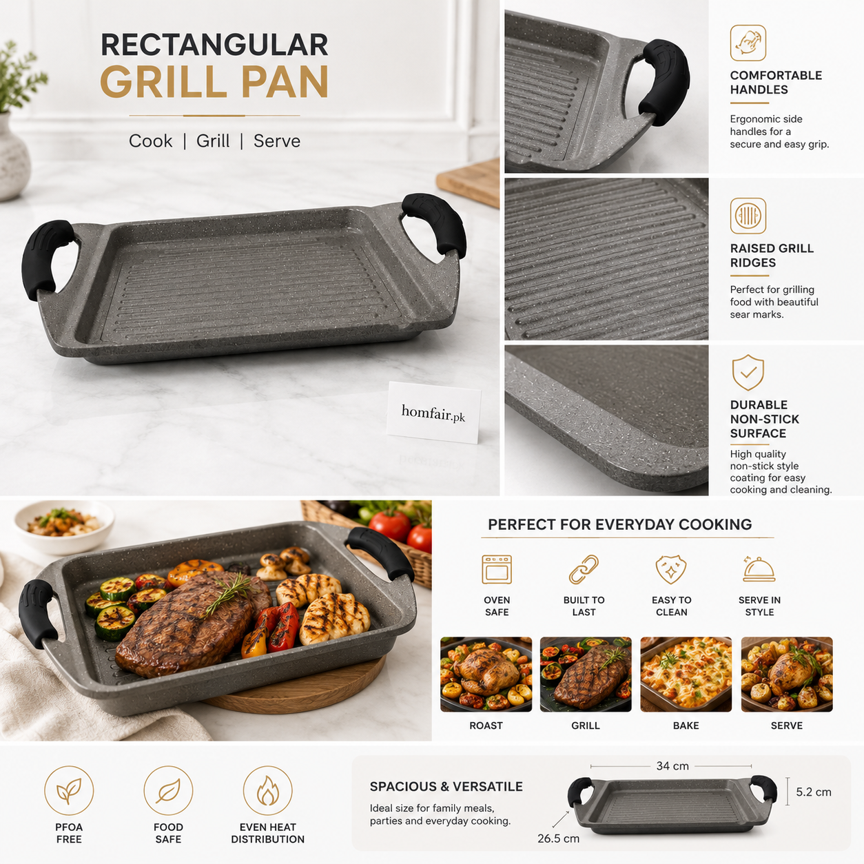 Danny Home Baking Tray – 34 × 26.5 × 5.2 cm