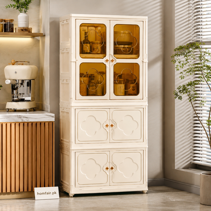 Foldable Multipurpose Dustproof Storage Wardrobe with Transparent Doors