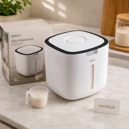 Ecoco 5kg Smart Rice Box – Airtight Grain Storage Station
