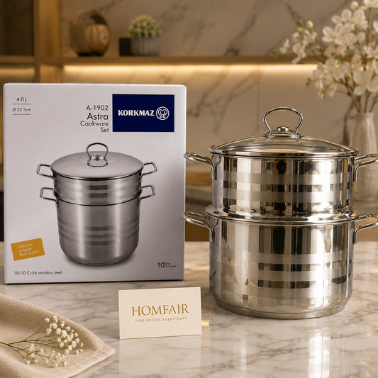 Korkmaz Astra 6L Stainless Steel Steamer Pot with Strainer & Lid