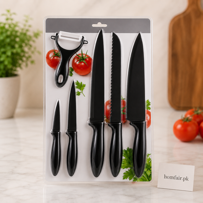 6-Piece Premium Stainless Steel Knife & Peeler Set | Effortless Kitchen Cutting & Prep Kit