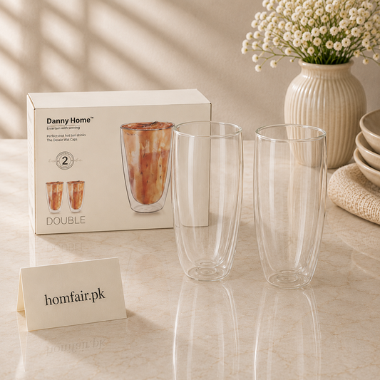 Premium Double Wall Glass Set of 2 400ml – Insulated Hot & Cold Beverage Tumblers