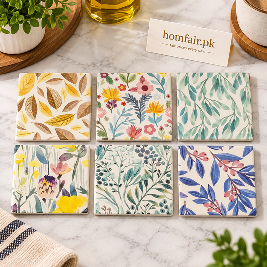 Danny Home Elegant Botanical Porcelain Coaster – Space-Saving Kitchen & Home Organizer