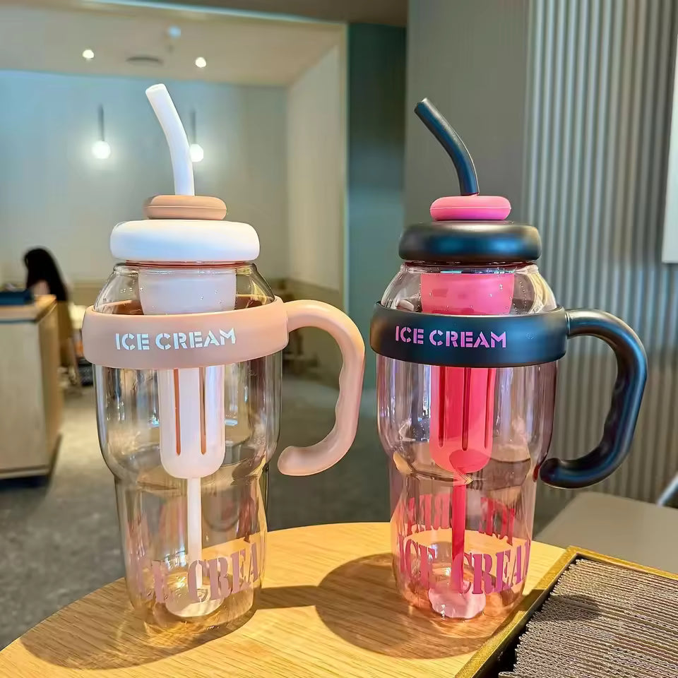 1L Plastic Water Bottle with Straw Random Color Sports Bottle