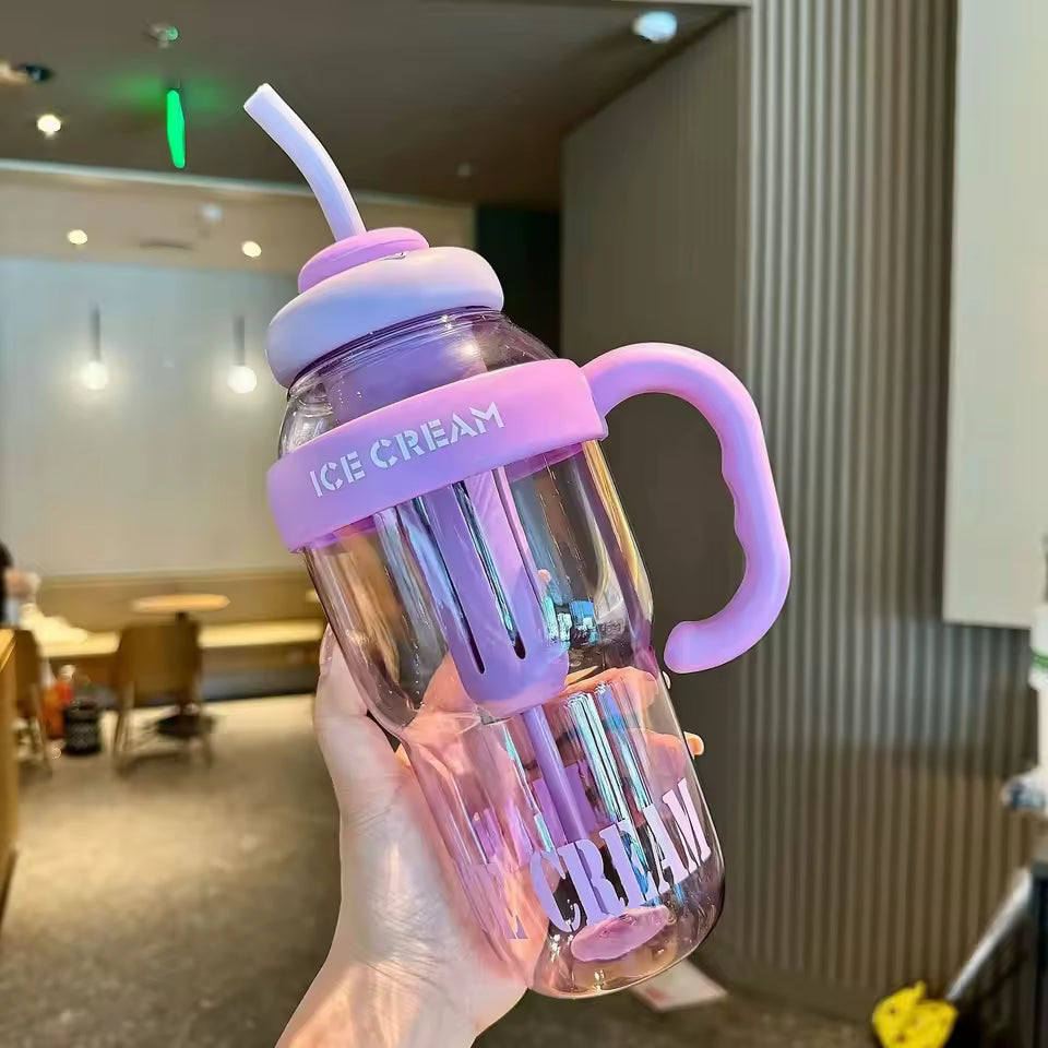 1L Plastic Water Bottle with Straw Random Color Sports Bottle