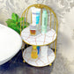 2-Tier Golden Vanity Cage Luxury Metal Organizer for Makeup Perfume & Home Decor