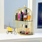 2-Tier Golden Vanity Cage Luxury Metal Organizer for Makeup Perfume & Home Decor