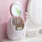Oval Mirror Cosmetic Organizer with LED Lighted Storage & Makeup Mirror