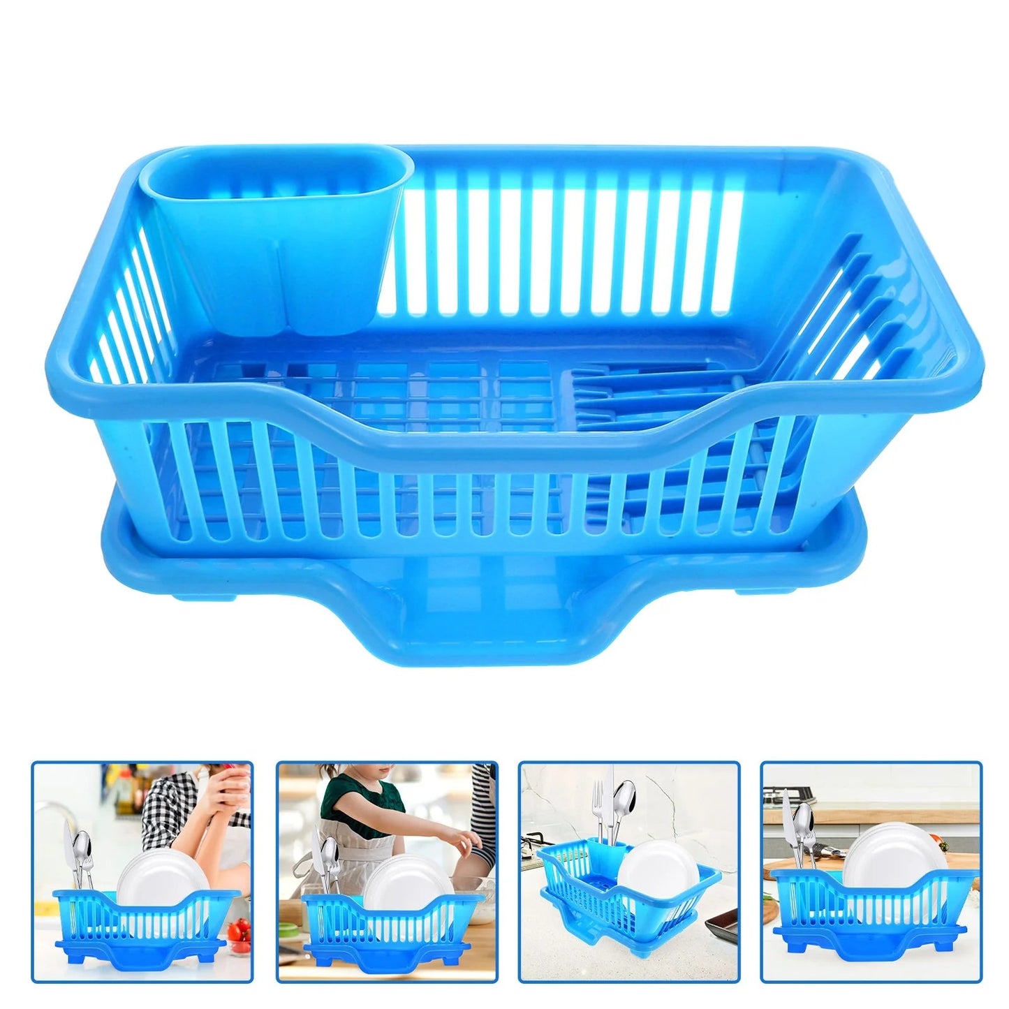 Premium Dish Drying Stand with Water Drain Tray Kitchen Counter Dish Rack Organizer