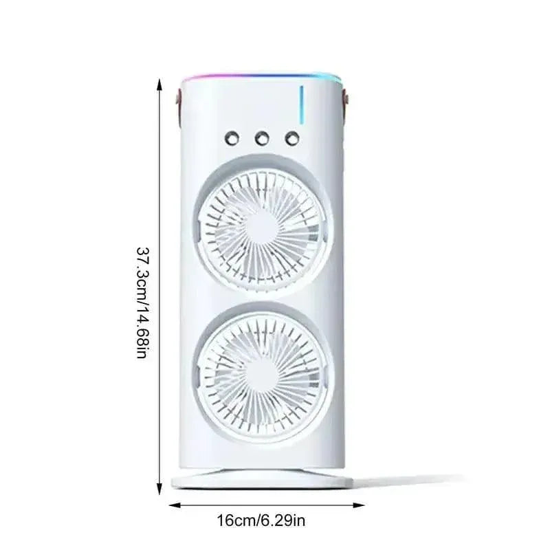 Double Headed Ice Mist Fan Rechargeable Portable Air Cooler