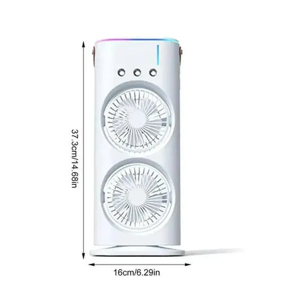 Double Headed Ice Mist Fan Rechargeable Portable Air Cooler