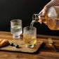 Elegant Glass Decanter Set with Gold Rim 5-Piece Luxury Drinkware Set