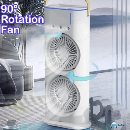 Double Headed Ice Mist Fan Rechargeable Portable Air Cooler