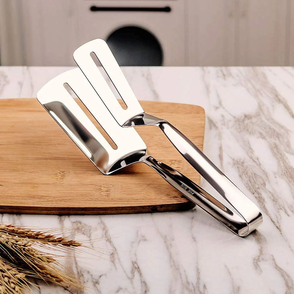 Stainless Steel 2-in-1 Spatula Tongs for Flipping, Serving and Cooking