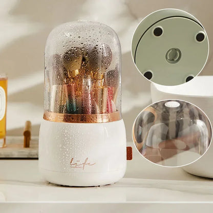 360° Rotating Makeup Organizer with Clear Cover Cosmetic Storage Stand
