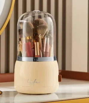 360° Rotating Makeup Organizer with Clear Cover Cosmetic Storage Stand