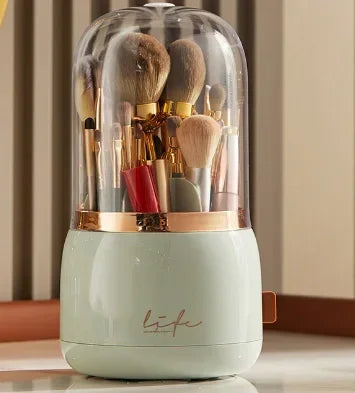 360° Rotating Makeup Organizer with Clear Cover Cosmetic Storage Stand