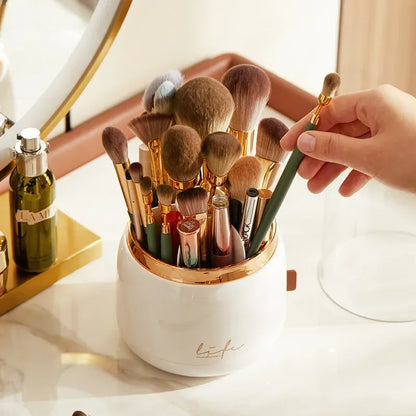 360° Rotating Makeup Organizer with Clear Cover Cosmetic Storage Stand