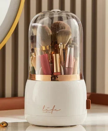 360° Rotating Makeup Organizer with Clear Cover Cosmetic Storage Stand