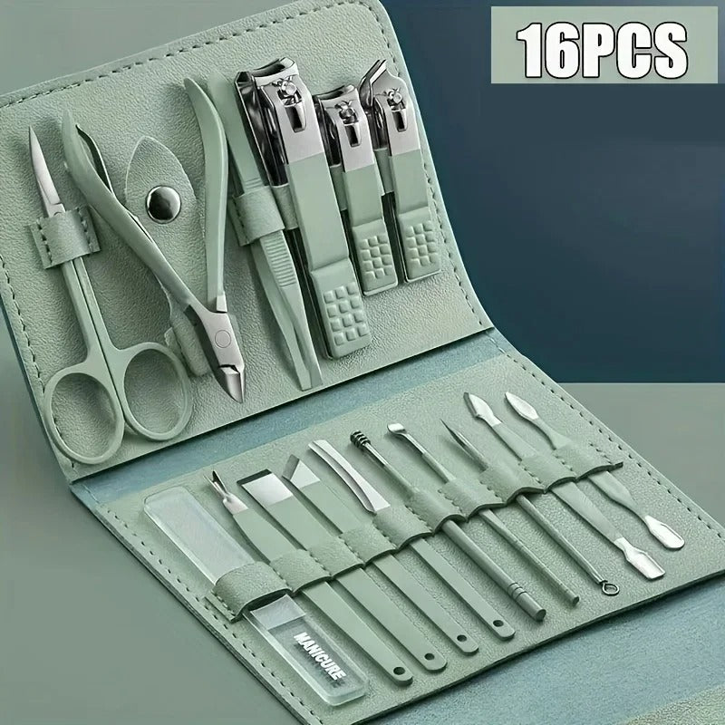 16pcs Nail clippers and nail trimming tool set