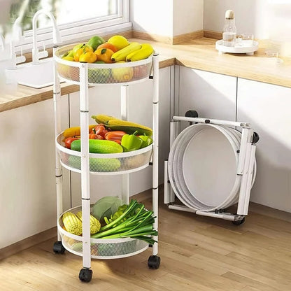 Three-Tier Foldable Kitchen Trolley