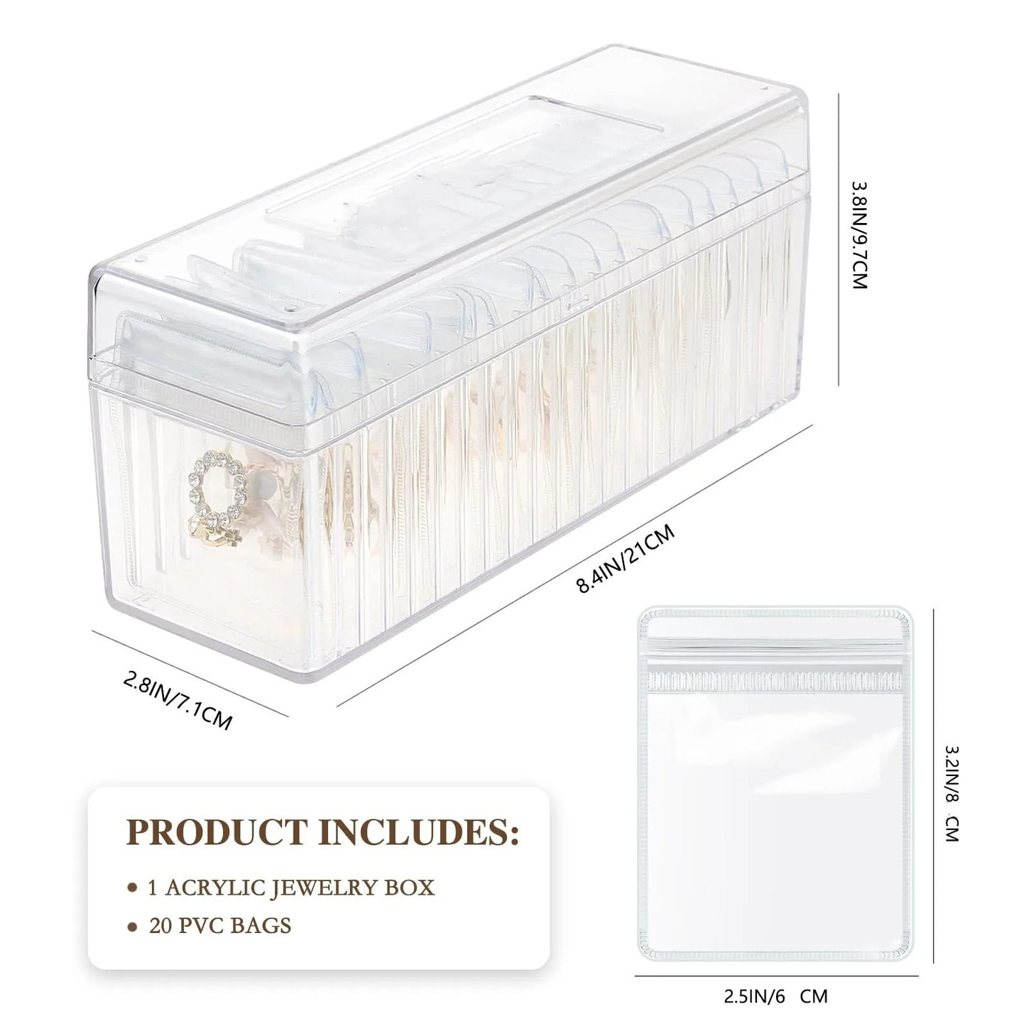 20 Pouch Portable Acrylic Jewelry Box Organizer