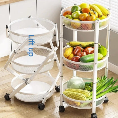 Three-Tier Foldable Kitchen Trolley