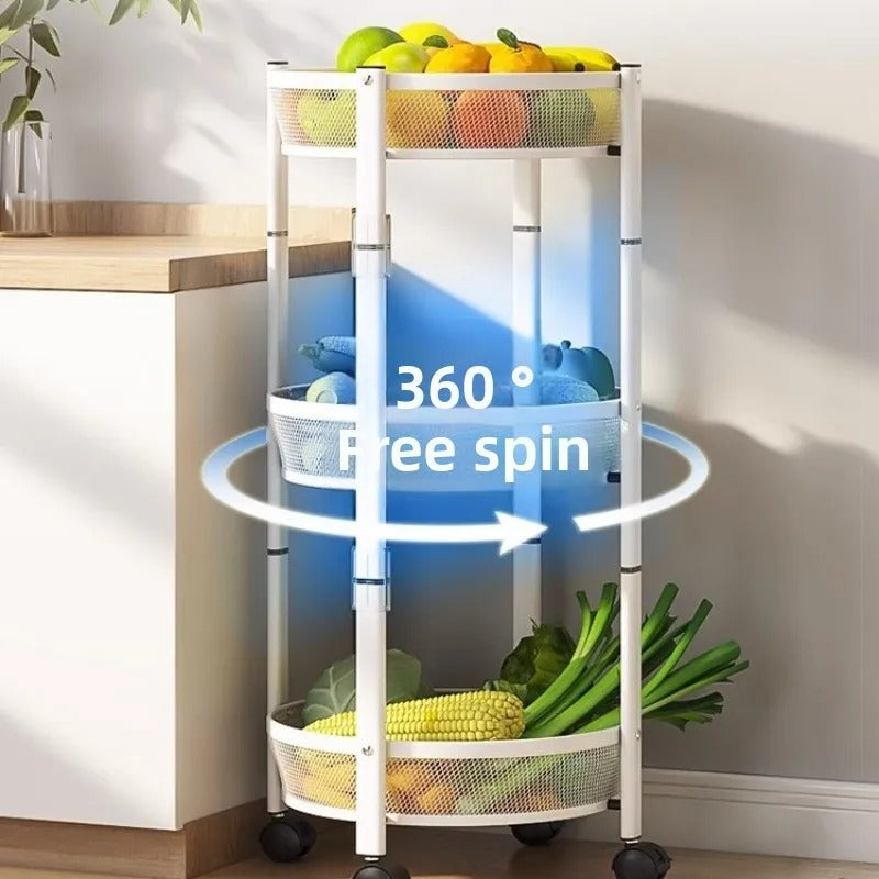 Three-Tier Foldable Kitchen Trolley
