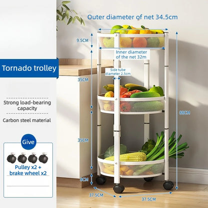 Three-Tier Foldable Kitchen Trolley