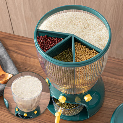 4 Partition Kitchen Cereal Storage Container with Easy Dispensing