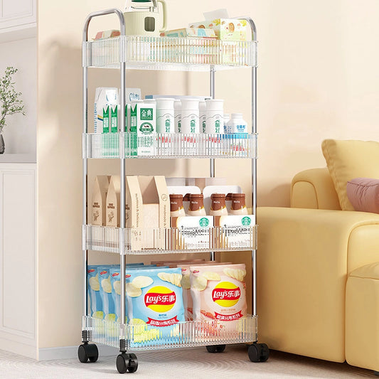 Acrylic Smart Trolley Multi-Layer Storage Organizer with Wheels