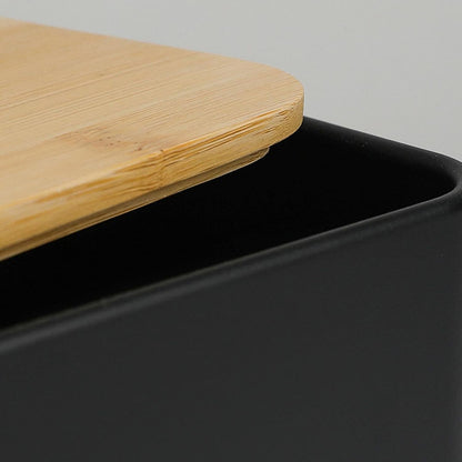 Luxury Matte Black Bread & Canister Set - Tea, Coffee, Sugar, Storage With Bamboo Lids