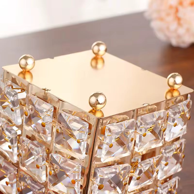 Crystal Makeup Brush & Candle Holder Elegant Desk Organizer