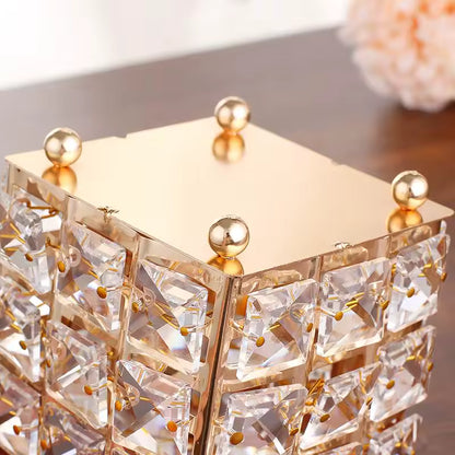 Crystal Makeup Brush & Candle Holder Elegant Desk Organizer
