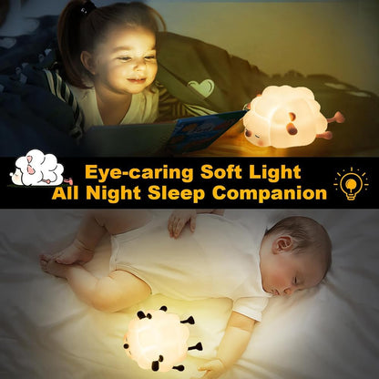 Sheep Silicone Night Light – Multicolour Bedside Lamp for Kids
