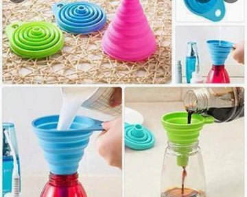 Foldable Silicone Kitchen Funnel for Bottles, Oil, Drinks and Easy Refilling