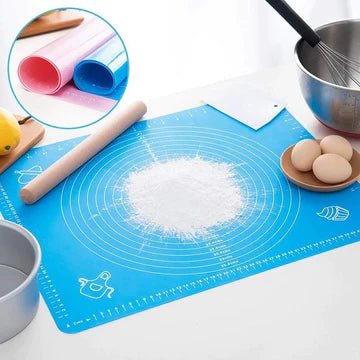 Silicone Roti & Pastry Mat with Measurements for Dough Rolling and Baking