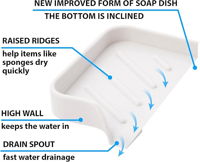 Self-Draining Soap Holder Tray Kitchen & Bathroom Soap Dish